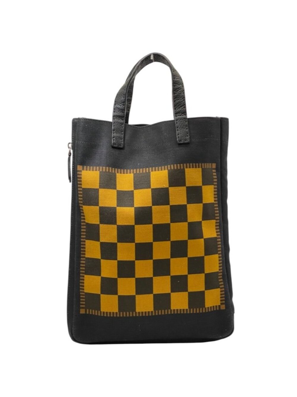 Fendi Game Tote Canvas Leather Black Lightweight Crossbody Shoulder Bag